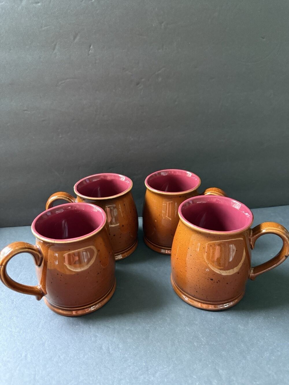 Crown Stoneware Mug Set (4) Brown Drinkware Cottagecore Cottage Farmhouse
